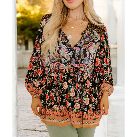 Stunning Girl, Long Sleeve Babydoll Tunic (1X-4X)