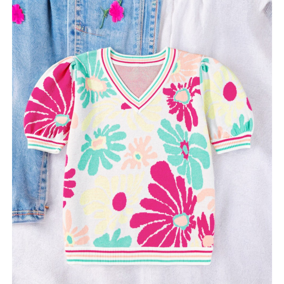 Could It Get Any Sweeter, Short Sleeve Floral Top