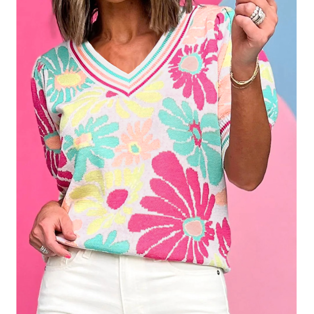 Could It Get Any Sweeter, Short Sleeve Floral Top