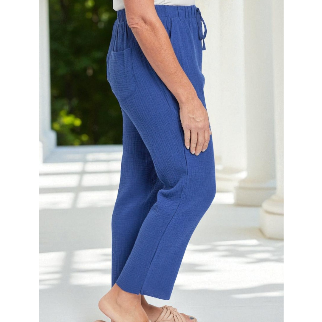 All Day Ease, Textured Cropped Pants by YMI