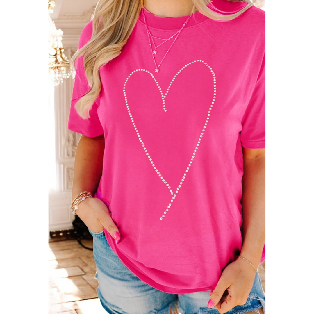 The Heart Knows, Rhinestone Short Sleeve Heart Tee