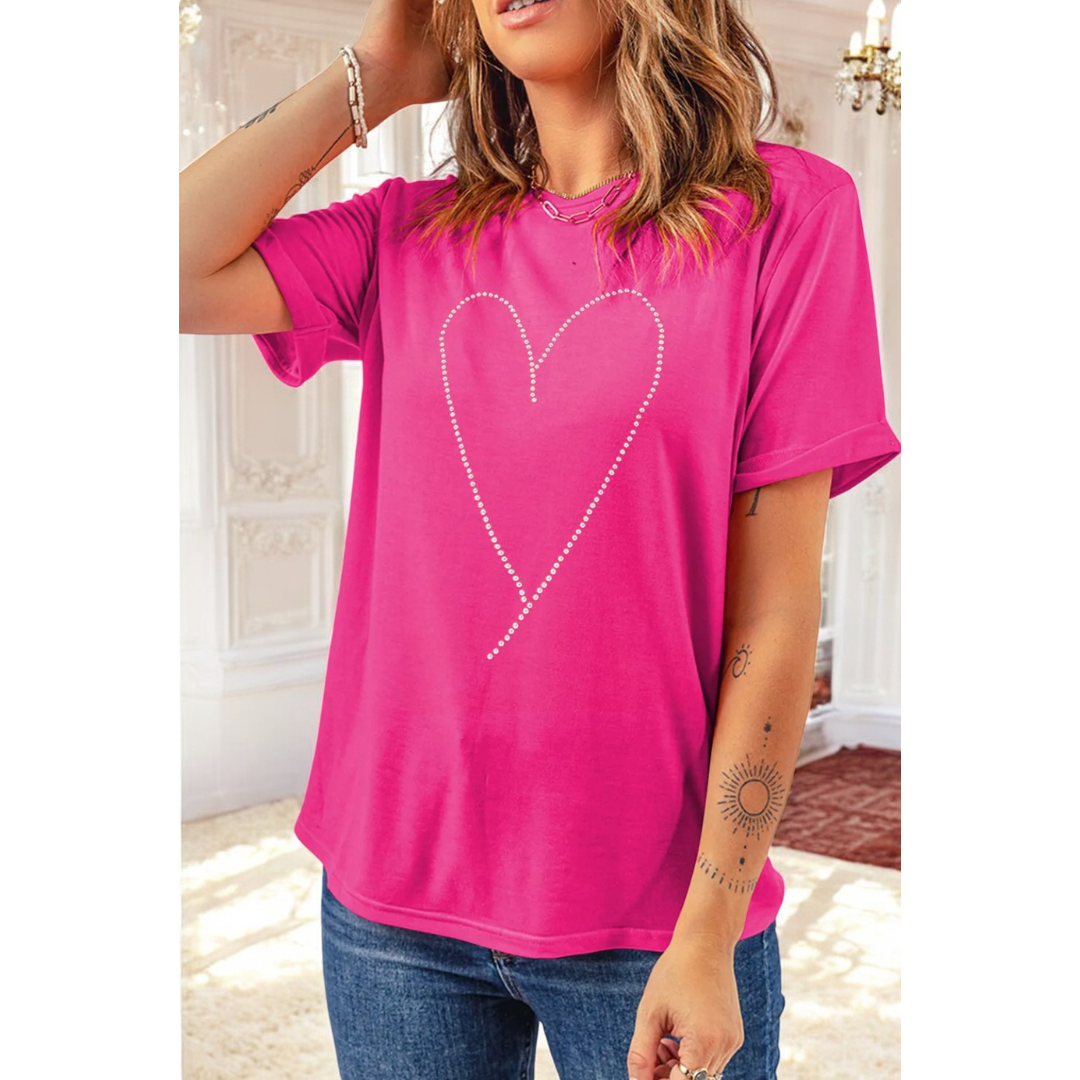 The Heart Knows, Rhinestone Short Sleeve Heart Tee