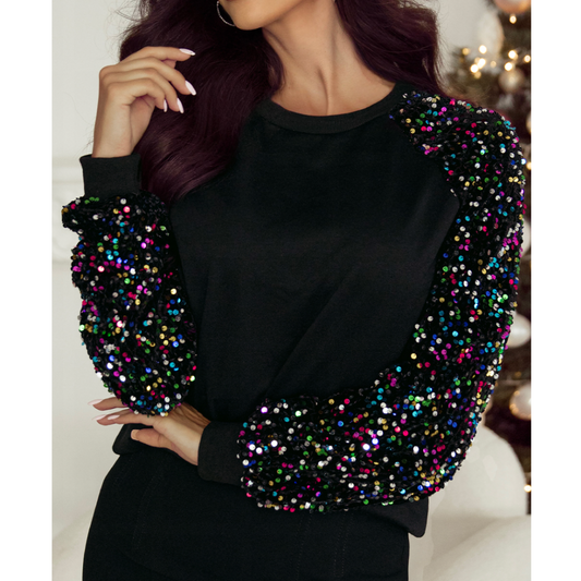 In The Spotlight, Sequin Long Sleeve Top