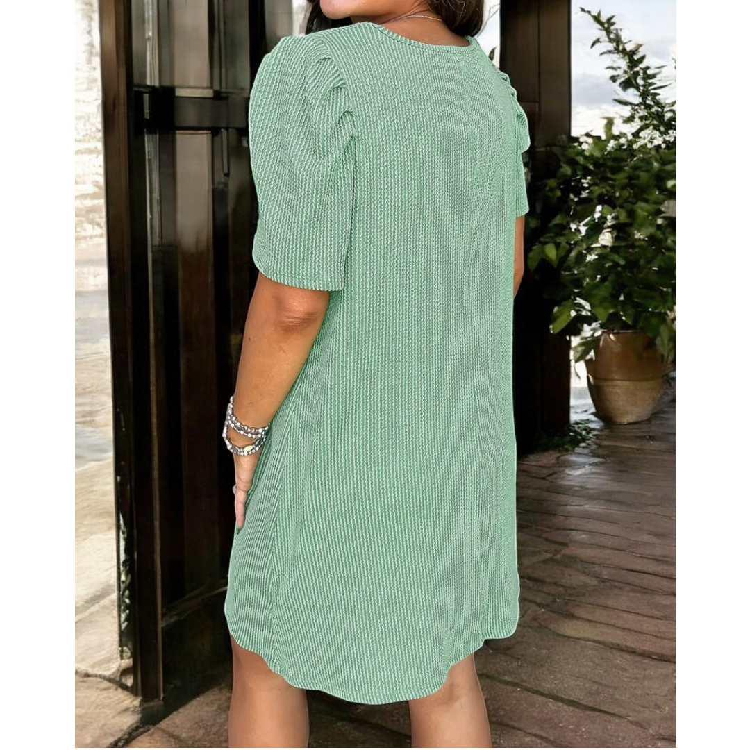 Mint To Be, Short Sleeve Corded Dress