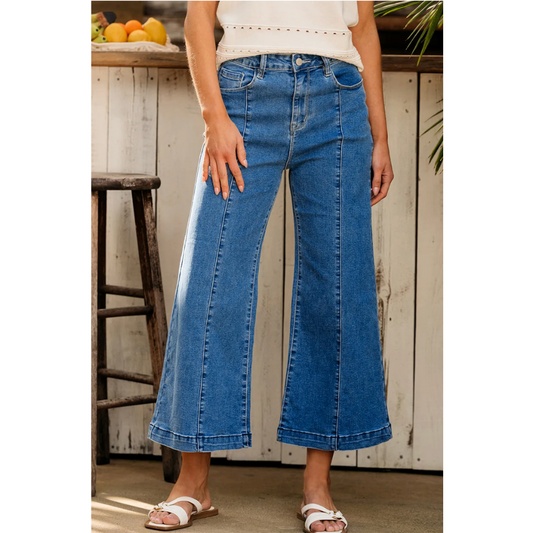 Dream MAKER, Seam Detail Flared Bottom Ankle Length Jeans