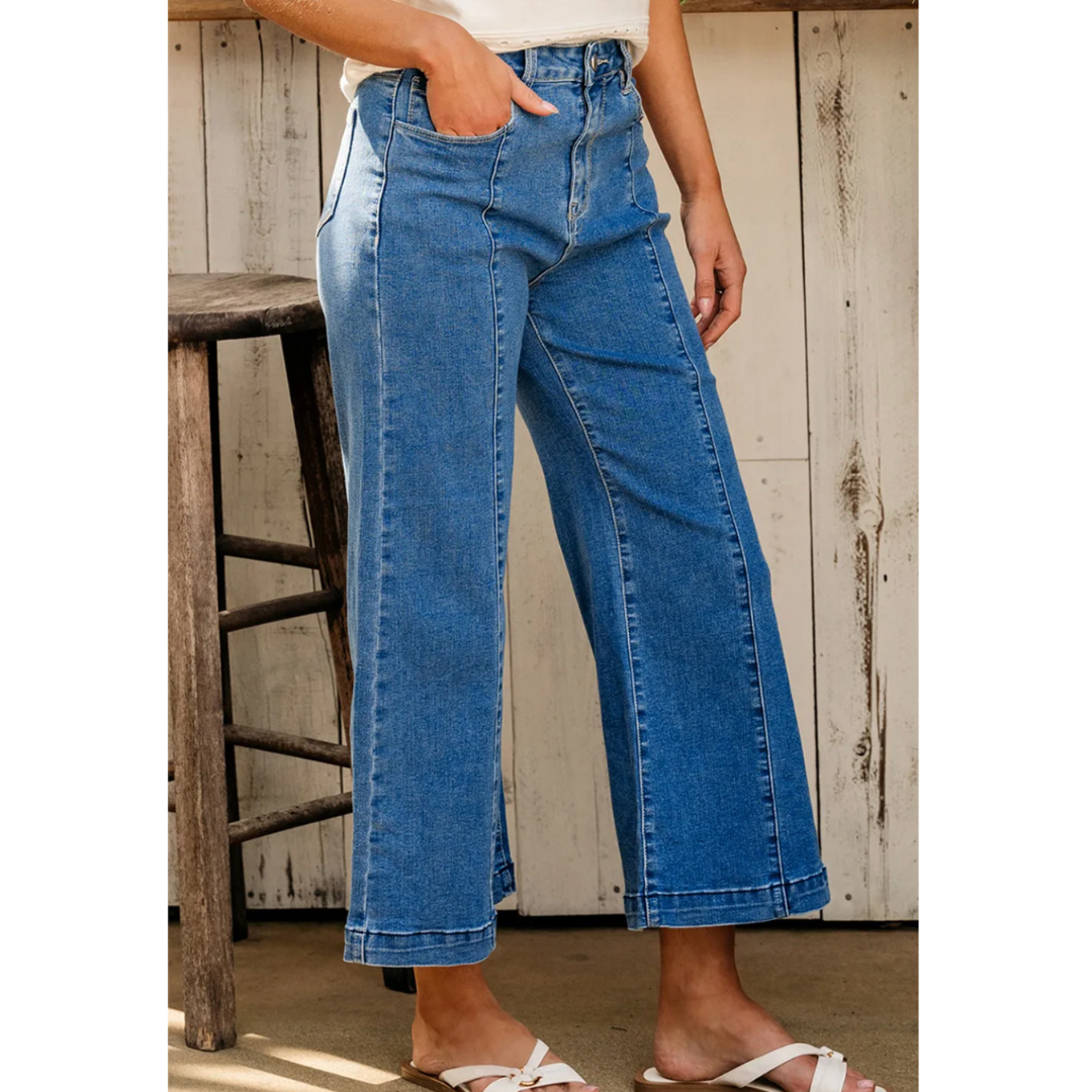 Dream MAKER, Seam Detail Flared Bottom Ankle Length Jeans