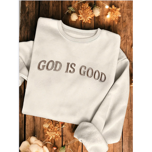 GOD is Good, Long Sleeve Graphic Fleece Lined Sweatshirt