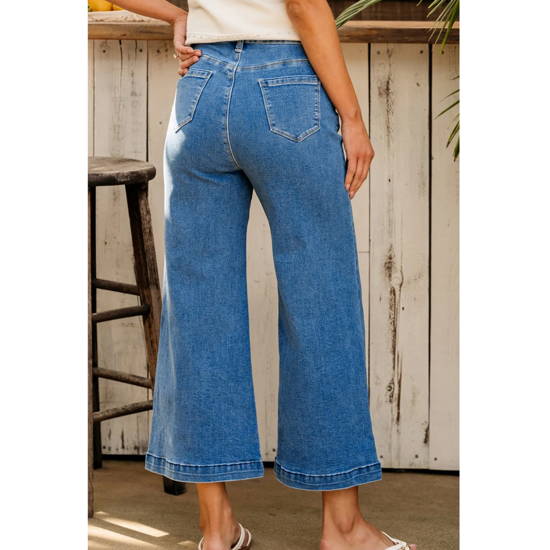Dream MAKER, Seam Detail Flared Bottom Ankle Length Jeans