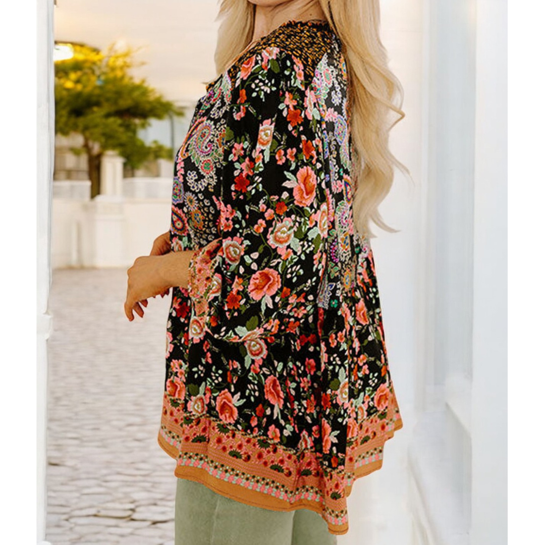 Stunning Girl, Long Sleeve Babydoll Tunic (1X-4X)