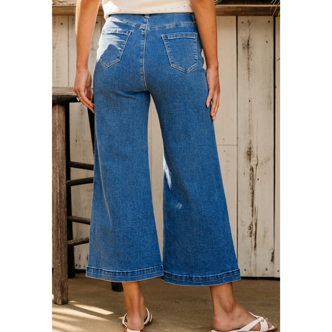 Dream MAKER, Seam Detail Flared Bottom Ankle Length Jeans