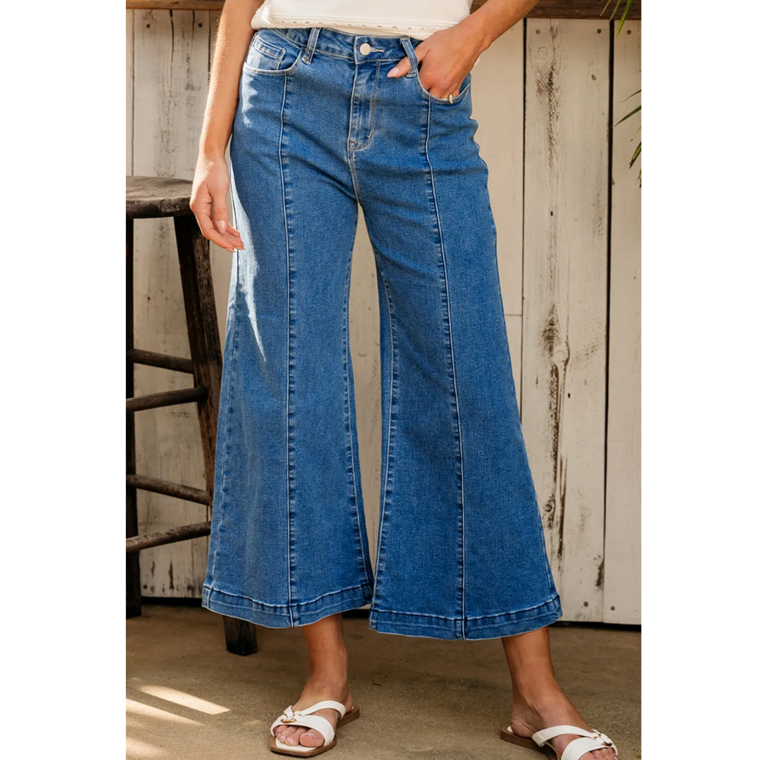 Dream MAKER, Seam Detail Flared Bottom Ankle Length Jeans