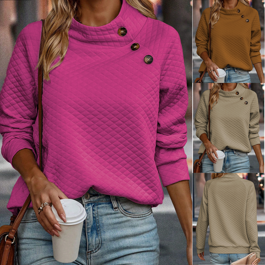 Discover A New Look, Long Sleeve Texture Pullover with Button