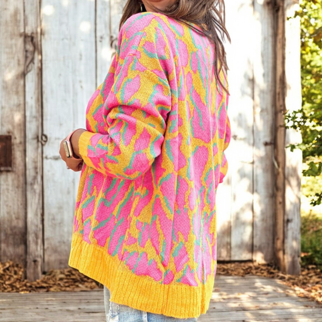 Full Of Life, Leopard Colorblock Tunic (SMALL-4X)