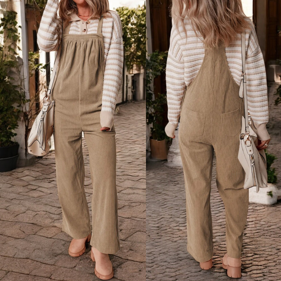 Beyond Comfy, Adjustable Strap Corduroy Overalls with Pockets