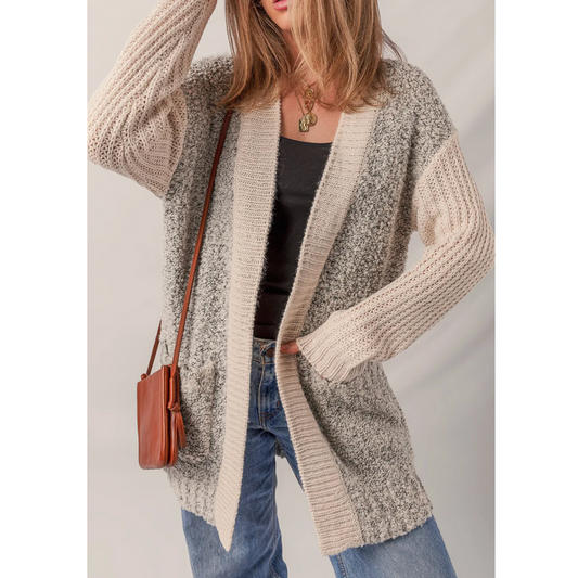 Stay Awhile Bouclé Knit Open Front Cardigan