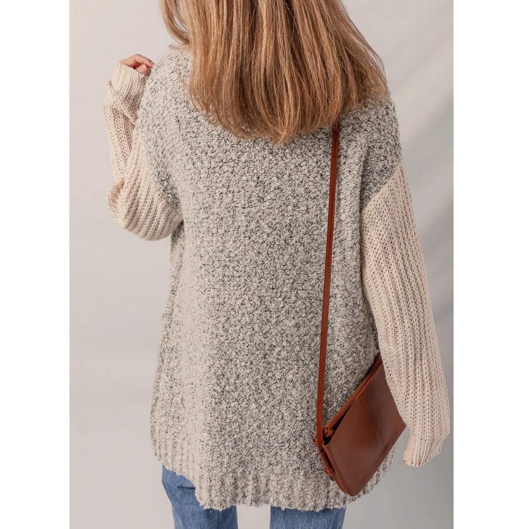 Stay Awhile Bouclé Knit Open Front Cardigan