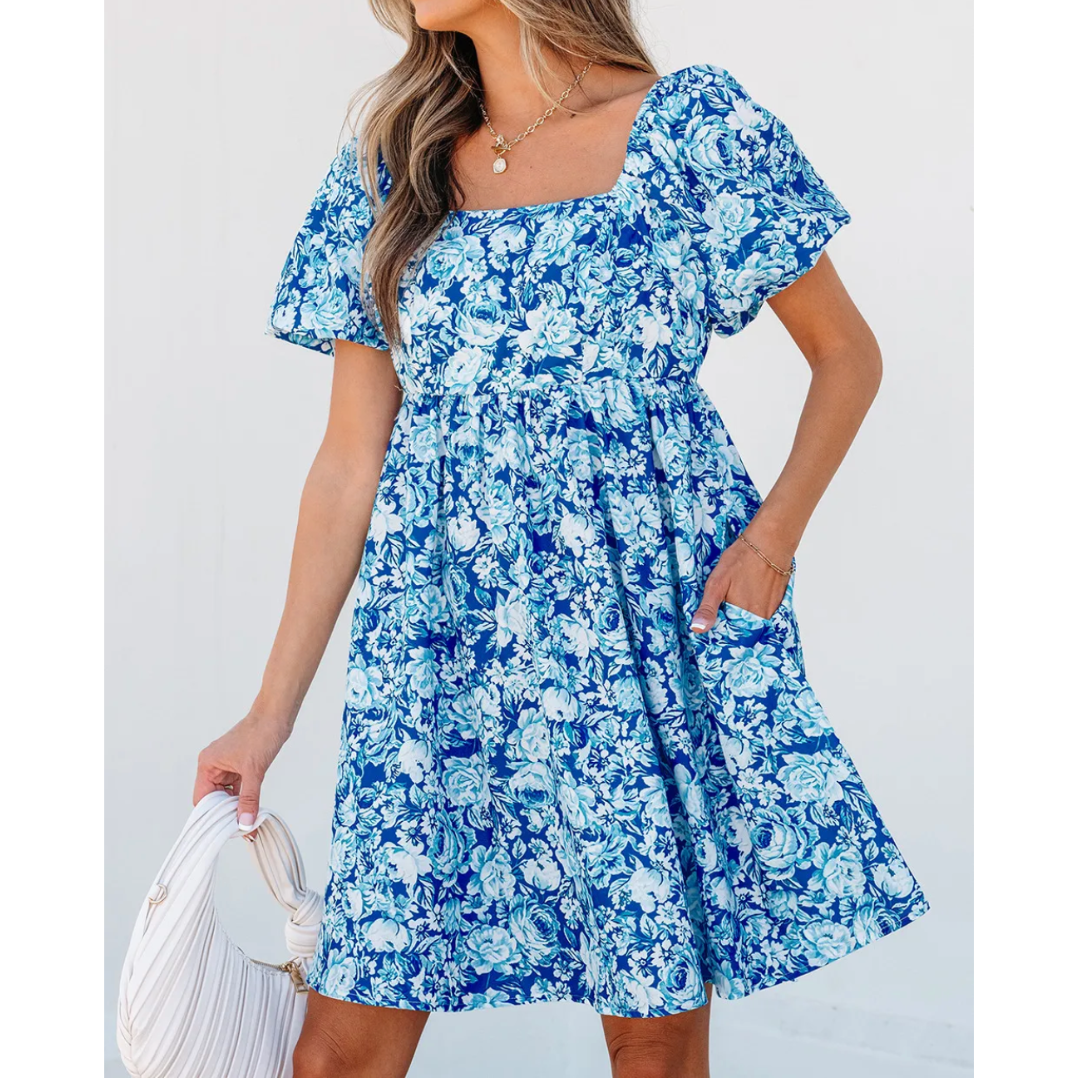 Singing The Blues, Floral Dress with Pockets