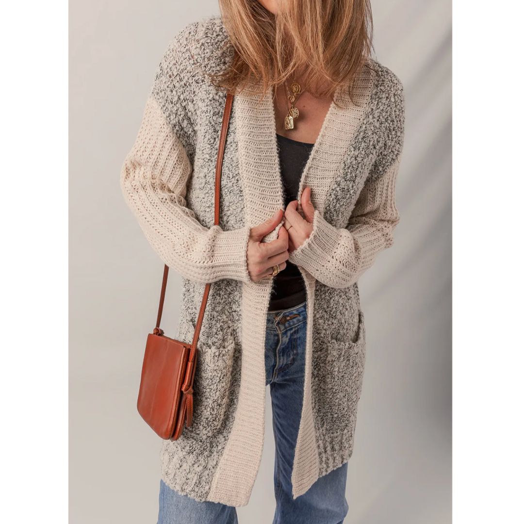 Stay Awhile Bouclé Knit Open Front Cardigan