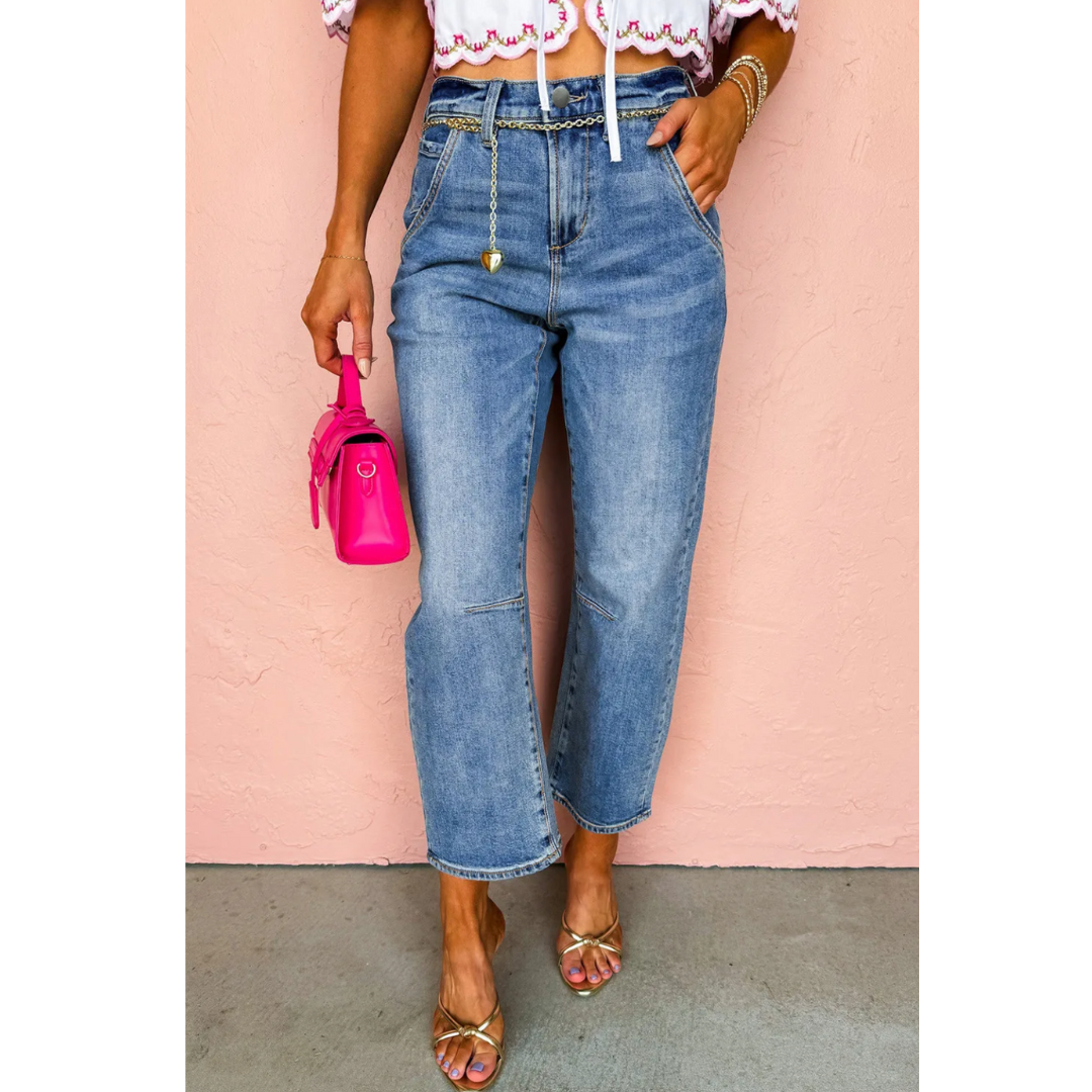 Perfectly You, High Rise Crop Ankle Denim Jeans