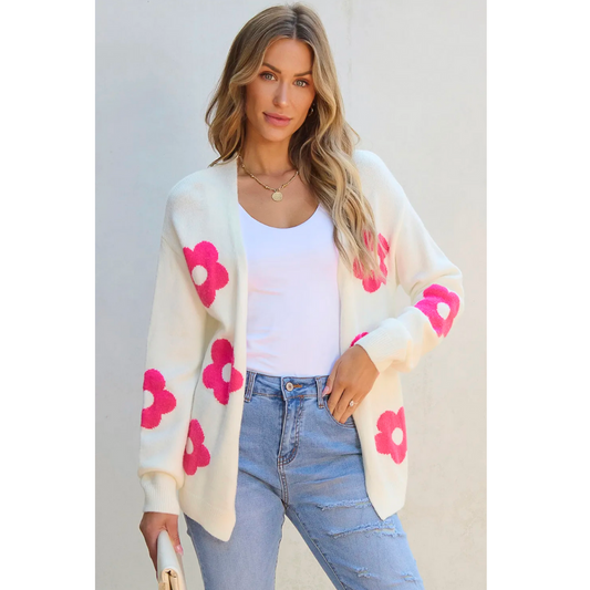 Gather Around, Floral Open Front Cardigan