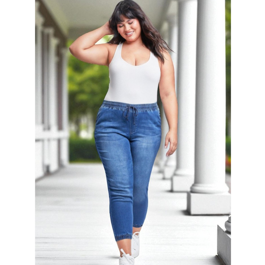 Cozy & Confident, Curvy Fit YMI Denim Joggers