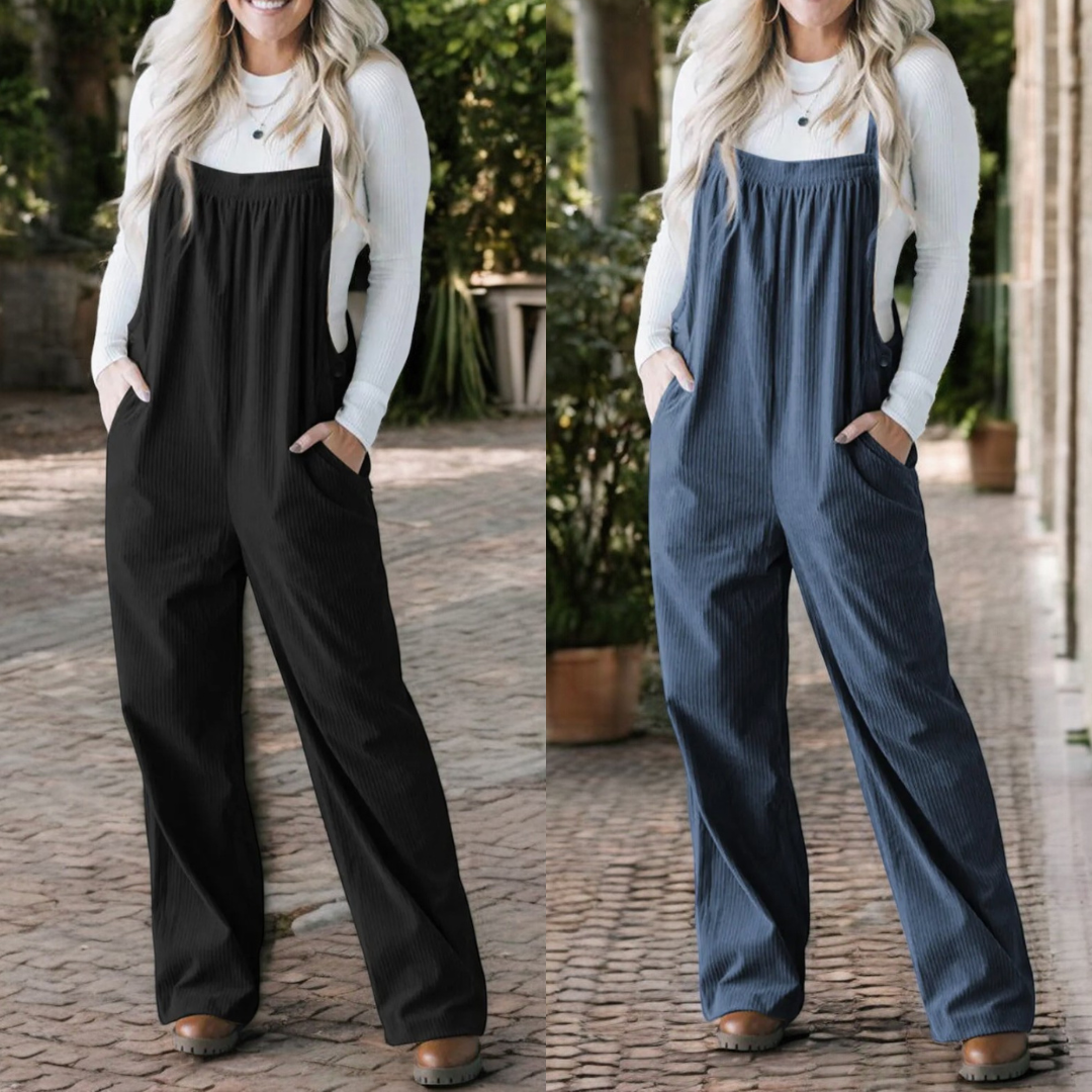 Beyond Comfy, Adjustable Strap Corduroy Overalls with Pockets