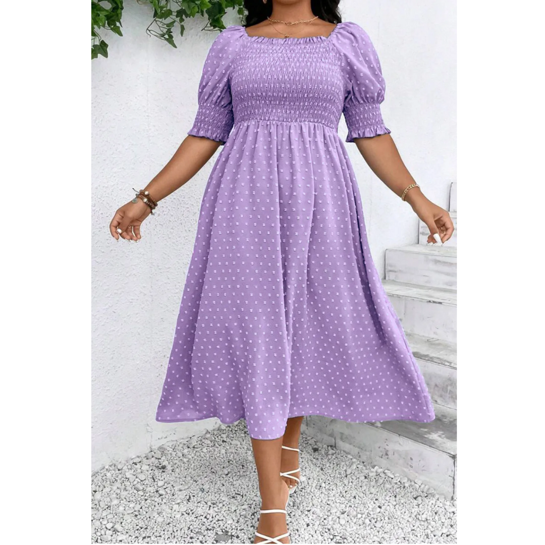 Share Your Happiness, Curvy Girl Short Sleeve Midi Dress