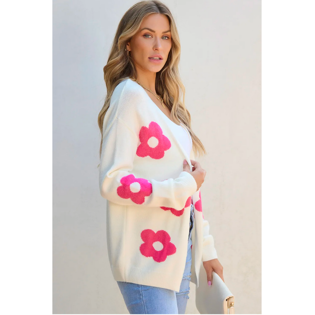 Gather Around, Floral Open Front Cardigan