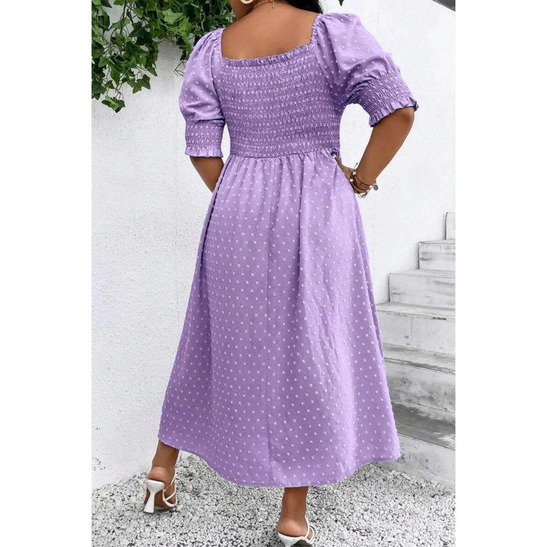 Share Your Happiness, Curvy Girl Short Sleeve Midi Dress