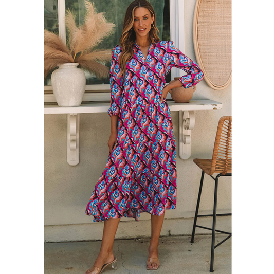 The Smart One, 3/4 Floral Midi Dress