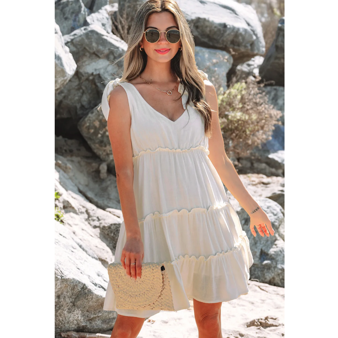 Tell Your Story, Adjustable Straps Tier Ruffle Dress