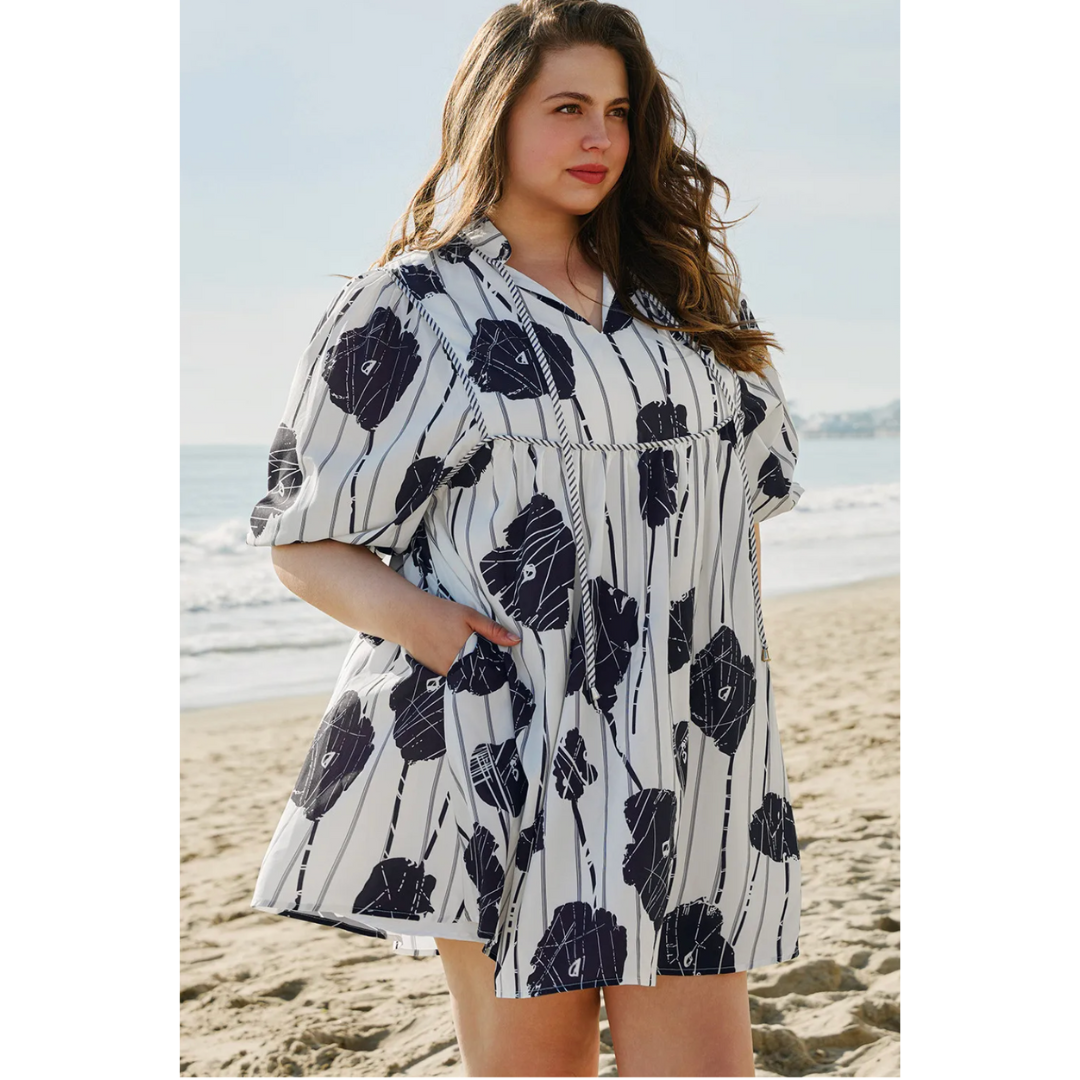 Loving You, Short Puff Sleeve Floral Babydoll Dress