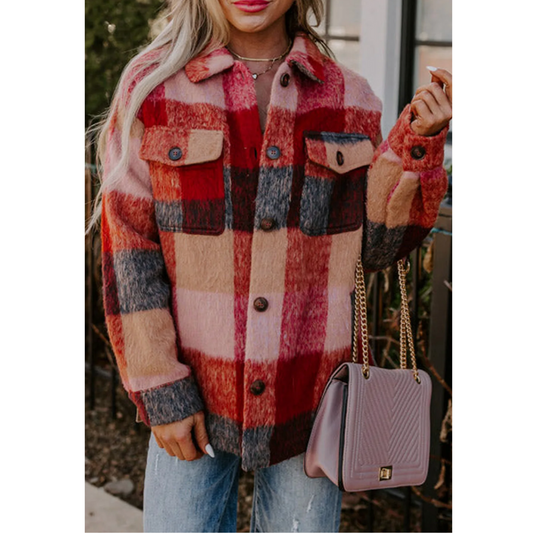 Let's Go Girls, Long Sleeve Plaid Shacket