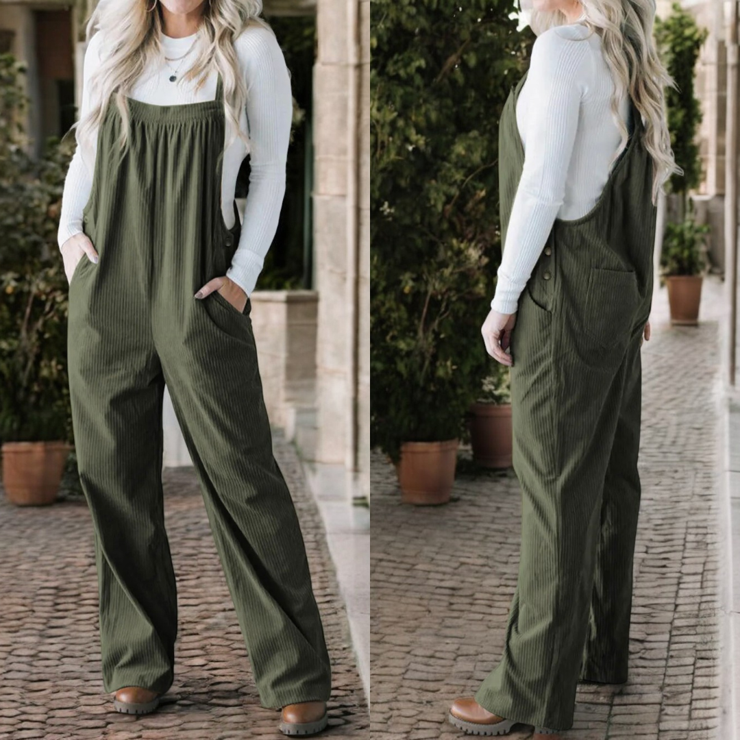 Beyond Comfy, Adjustable Strap Corduroy Overalls with Pockets