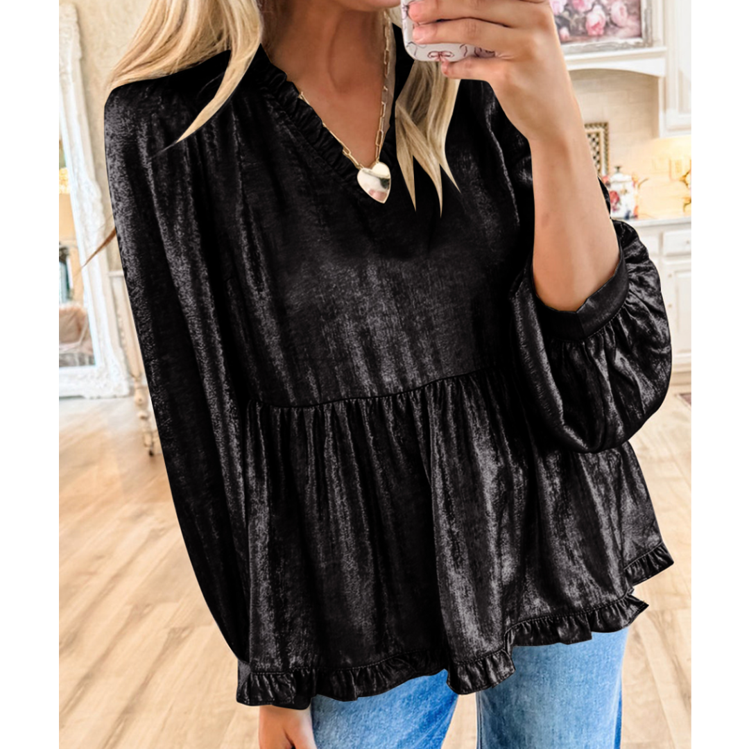 Oh How You Shimmer, Long Sleeve Babydoll Tunic