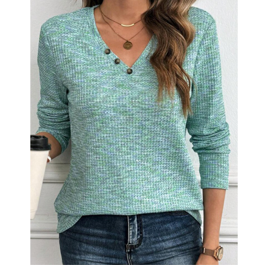 On The Go, Long Sleeve V Neck Top