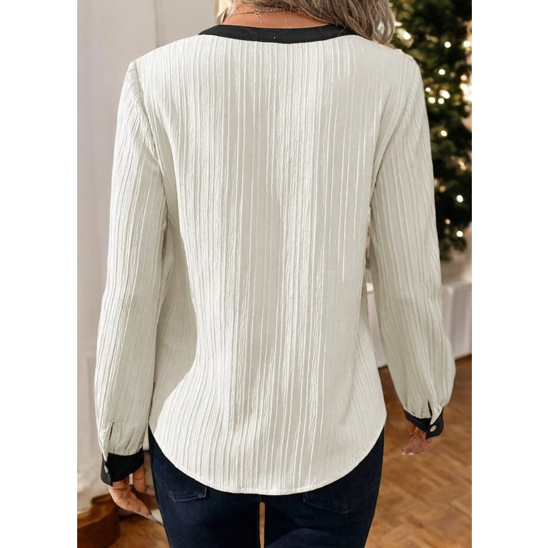 Boss Approved, Long Sleeve V Neck Colorblock Blouse