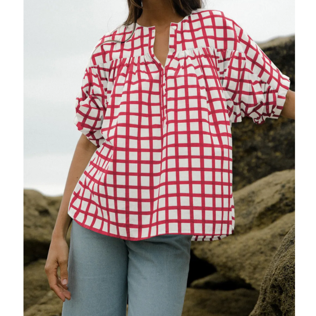 Checks All The Boxes, Short Sleeve Checkered Top