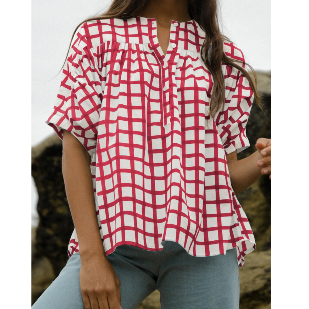 Checks All The Boxes, Short Sleeve Checkered Top