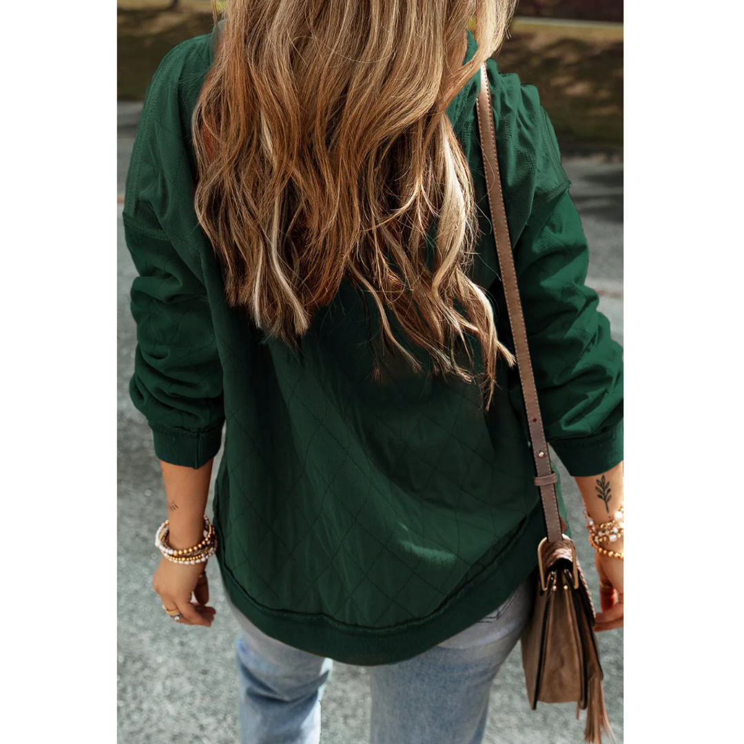 Just In Time, Long Sleeve Quilted Hoodie Pullover