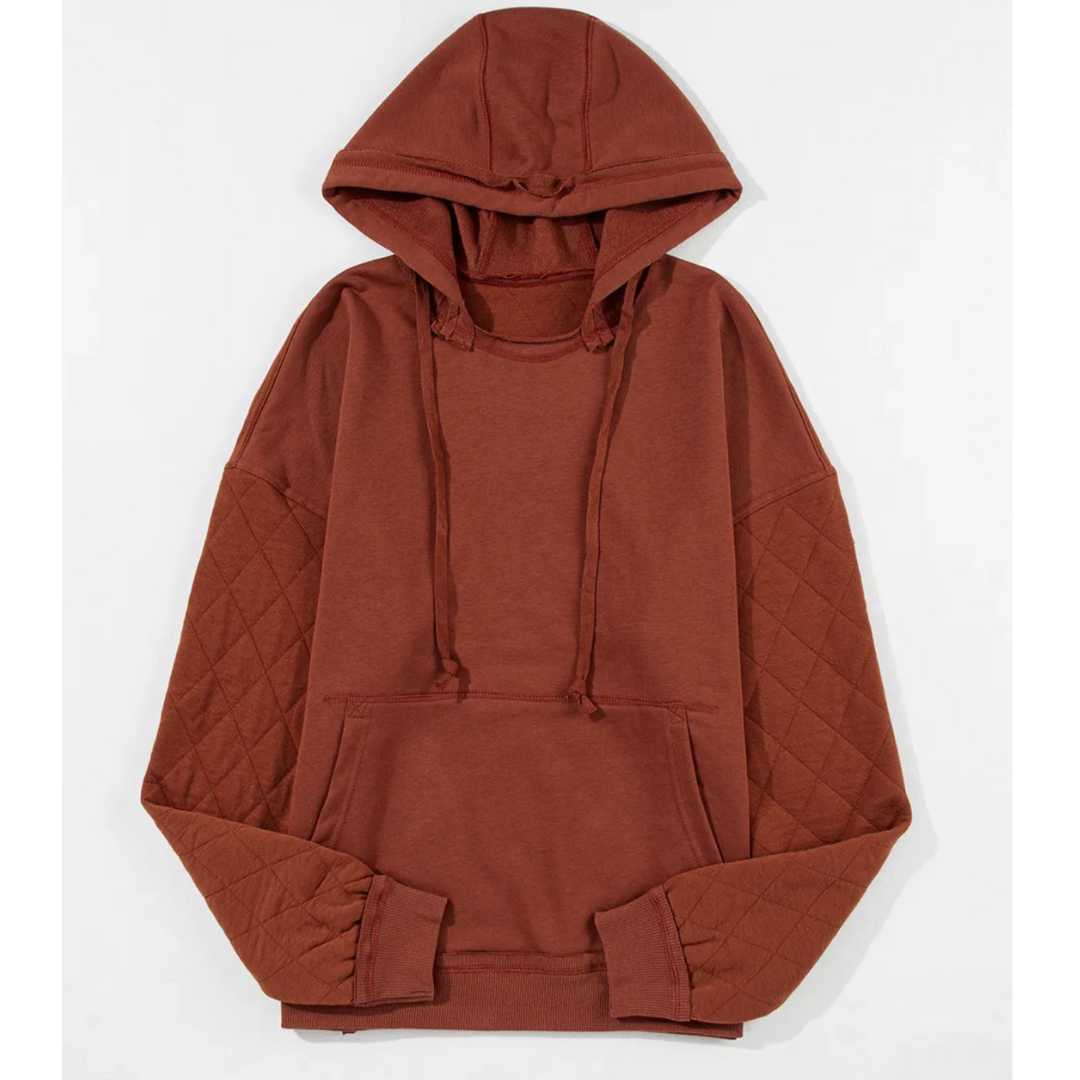 Just In Time, Long Sleeve Quilted Hoodie Pullover