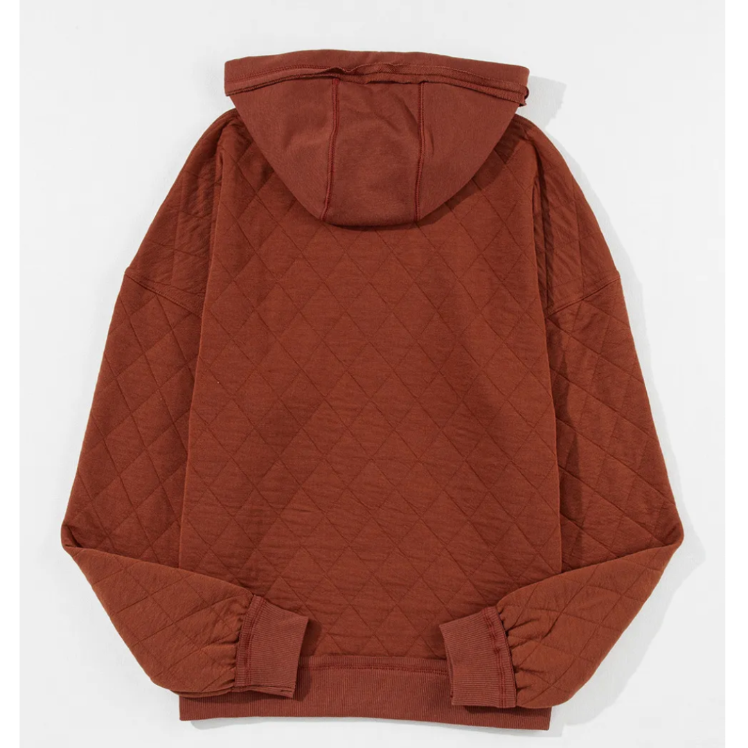 Just In Time, Long Sleeve Quilted Hoodie Pullover