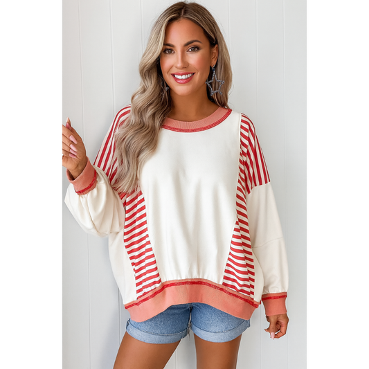 Striped & Sweet, Colorblock Long Sleeve Pullover