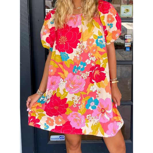 Get Loud, Short Sleeve Floral Dress
