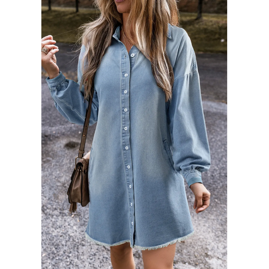 Ready For The Day, Long Sleeve Denim Dress