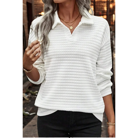 The Way Home, Long Sleeve V Neck Texture Pullover