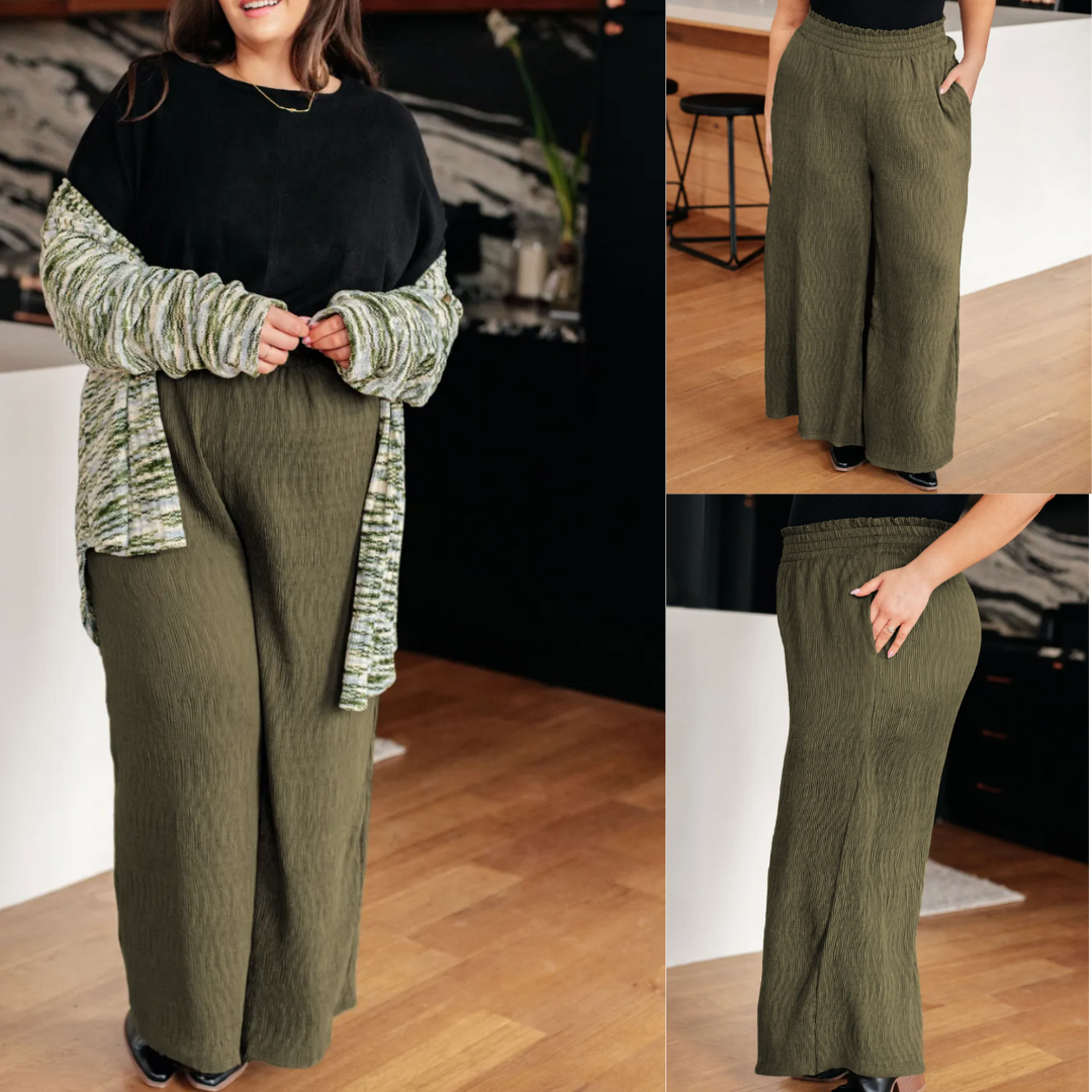 Listen To Your Heart, Curvy Girl Pull-on Wide Leg Pants(1X-4X)