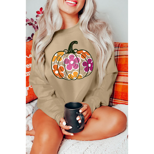 How Does Your Garden Grow, Floral Pumpkin Pullover Top