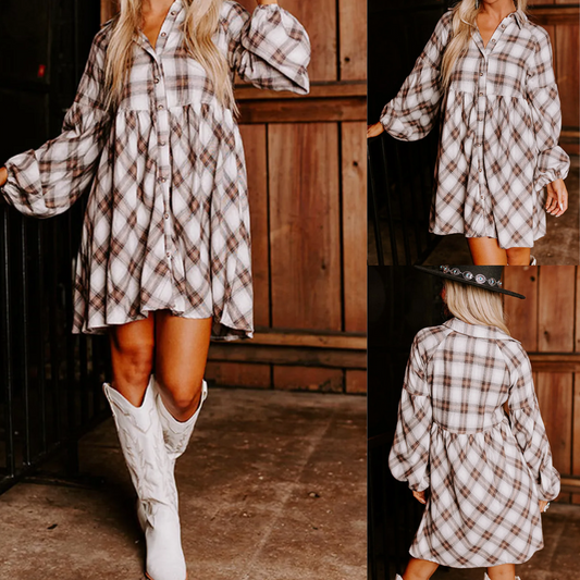 Leap Into Fall, Plaid Button Down Dress