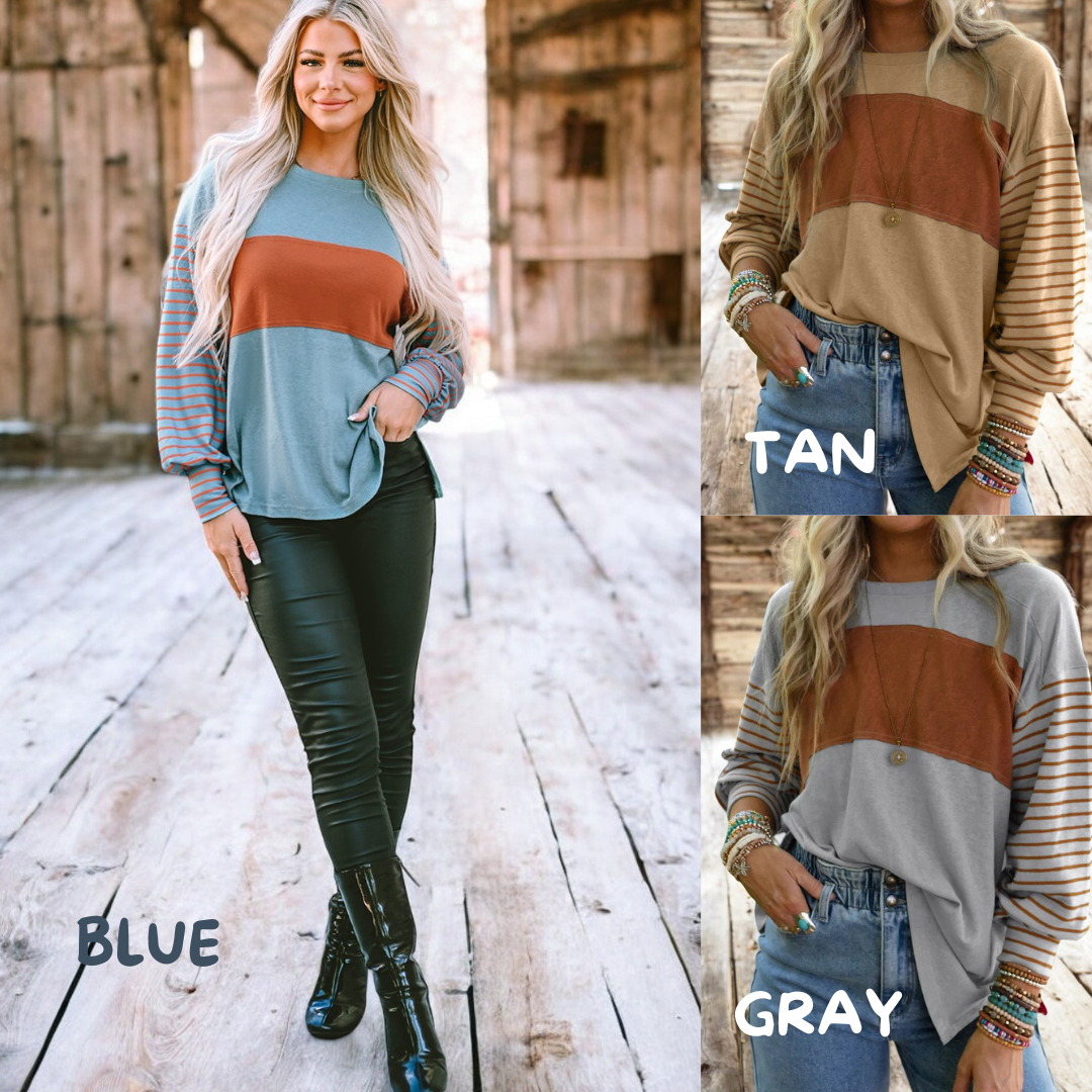 Fall Experiences, Stripe Colorblock Top